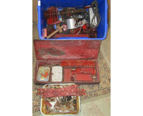 A mixed collection of woodworking tools together with a quantity of old Meccano 
