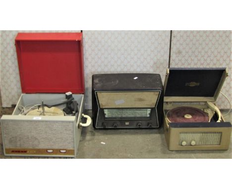 A vintage ALBA 212 portable mains electric record player, with Monarch turntable (appears hardly if ever used) together with 