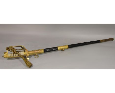 A George VI 1827 pattern Royal Naval sword and scabbard - J A Goodyer RN 