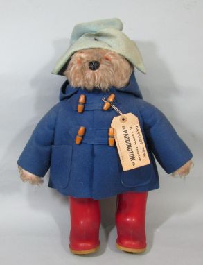 Vintage 1970's Paddington Bear with original hat, duffle coat, wellington boots  and 'Darkest Peru' Label. Made by Gabrielle 