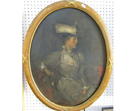 Attributed to Edward Arthur Walton - RSA RSW (Scottish 1860 - 1922) - Three quarter length portrait of a seated lady in profi