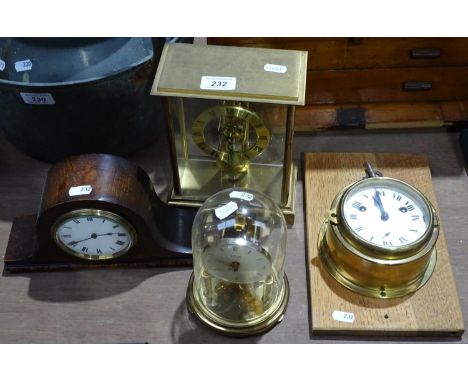 A 400-day clock under glass dome, and 3 other clocks