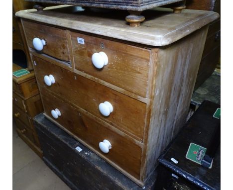 A small polished pine 4-drawer chest, with ceramic handles, W86cm