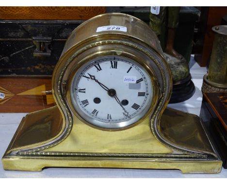 A Junghans 8-day mantel clock, having Napoleon hat brass case, height 8.75"
