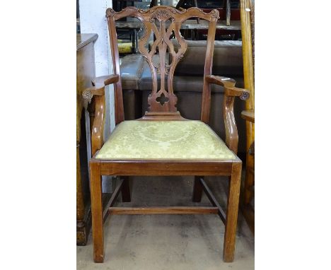 A Heal's mahogany Chippendale style desk chair