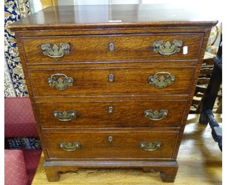 A small George III oak chest of 4 drawers, on bracket feet, W61cm
