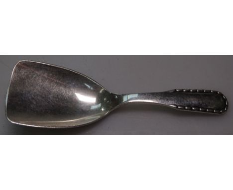 A Georg Jensen Danish silver tea caddy spoon, 1924, with rope pattern design, L11cm