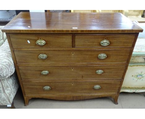 A 19th century cross-banded mahogany chest of 2 short and 3 long drawers, on bracket feet, W110cm