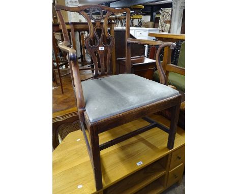 A Georgian mahogany desk chair, in Chippendale style