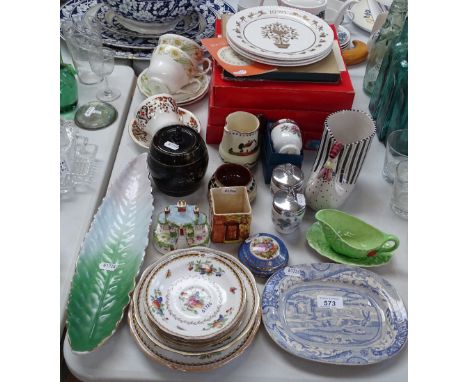 Spode Christmas plates, Rye cockerel vase etc