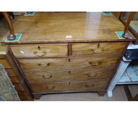 A 19th century mahogany chest with 2 short and 3 long drawers, bracket feet, W94cm, H94cm