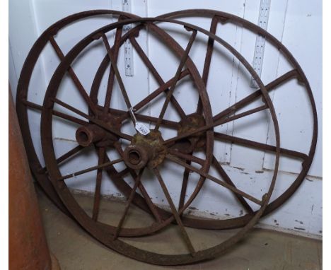 3 Vintage cart wheels