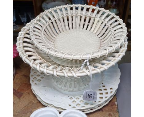 4 Minton Lattice plates, a Wedgwood Creamware comport and bowl