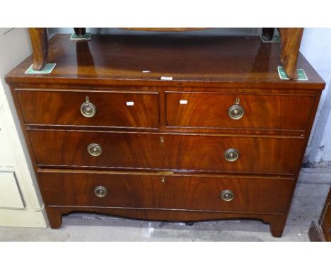 A Regency cross-banded mahogany chest of 2 short and 2 long drawers, on bracket feet, W108cm