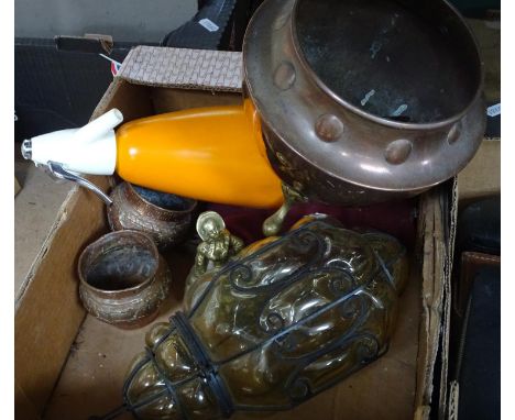 A soda syphon, a lantern, a planter etc