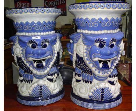 A pair of Oriental ceramic garden seats, 19.5"