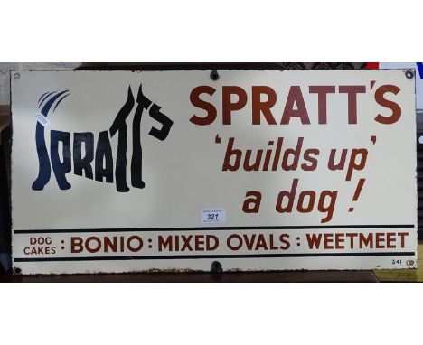 A Vintage Spratt's advertising sign "Spratt's builds up a dog!", length 24"