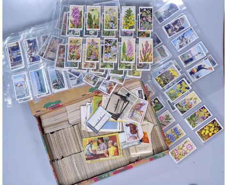 A collection of Vintage cigarette cards, including silks