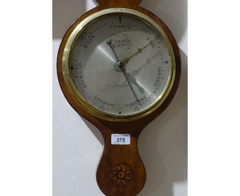 A walnut aneroid barometer with inlaid decoration, by Maver Holborn