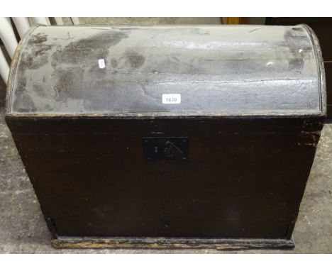 A 19th century dome-top pine trunk, with drawer to the base, W68cm