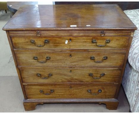 A George III mahogany batchelor's chest, with brushing slide, and 4 long drawers under on bracket feet, W83cm, H81cm