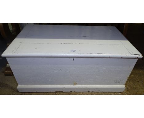 A Victorian painted pine trunk, W84cm