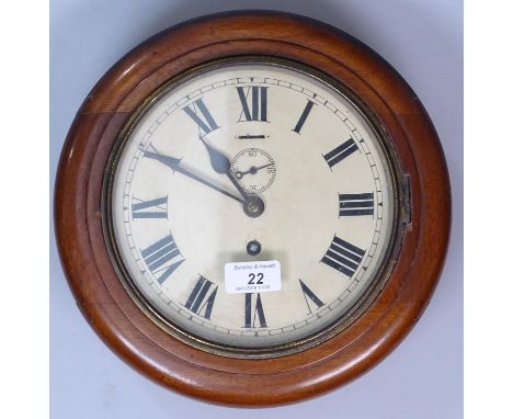 A mahogany-cased dial wall clock, diameter 11" overall