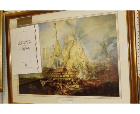 AFTER J.M.W. TURNER "The Battle of Trafalgar", limited edition colour print with Certificate attached
