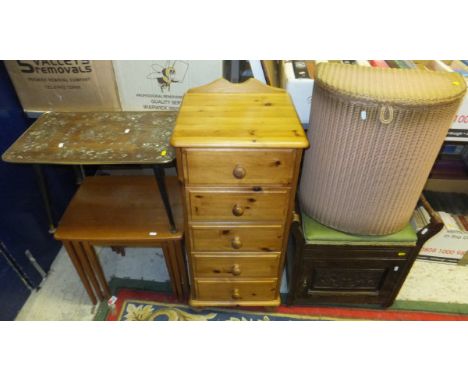 A collection of furniture, to include a Victorian piano stool, a reproduction mahogany three door bookcase cabinet, an oak ba