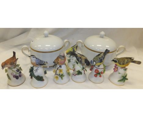 A Noritake porcelain part dinner service with gilt borders to include lidded tureens, bowls, plates, etc., together with a co