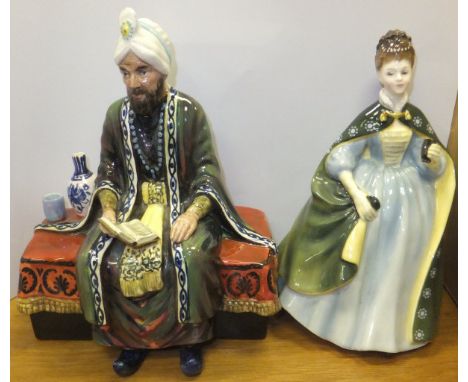 A Royal Doulton figurine "Premier", a "The Studio Potter - Omar Khayyam" pottery figure, together with two boxes of decorativ