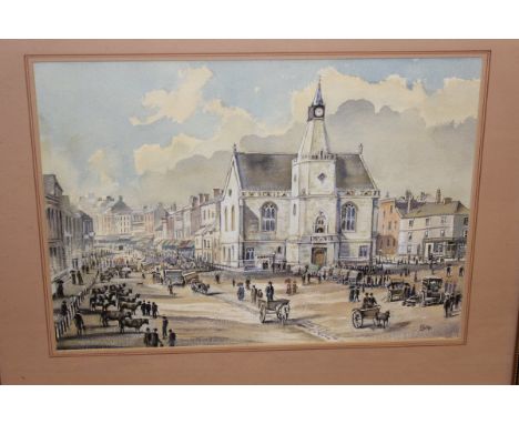 K. JONES "Period street scene", watercolour, signed lower right, together with various paintings, prints and silkworks