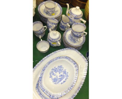 A collection of Rosslau and Kahla, etc. "China Blau" teawares to include teapot, milk jug, sucrier, cups and saucers, plates,