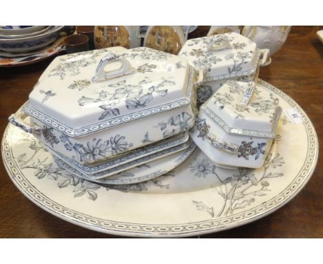 A Royal Worcester meat platter with Imari decoration, a collection of early 20th Century Wedgwood "Clematis" pattern dinnerwa