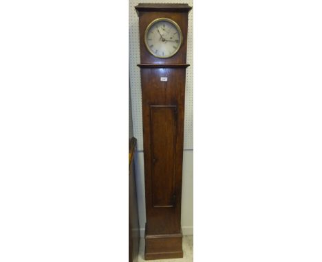 A circa 1800 mahogany cased long case clock of small proportions, the regulator movement with silvered dial and Roman numeral