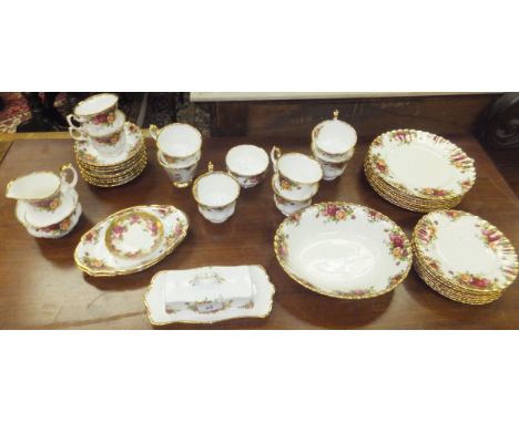 A collection of Royal Albert "Old Country Roses" teawares, to include milk jug, sugar bowl, cups and saucers, lidded dish, an