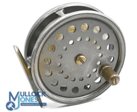 Fosters of Ashbourne by Dingley The Dovedale 3 ½" narrow drum trout fly reel, smooth brass foot, internally stamped No.11, si