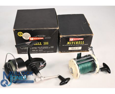 Mitchell No 600P multiplier salt water reel, 'T' counter balanced handle, on/off check, good free spool, star tensioner, in c