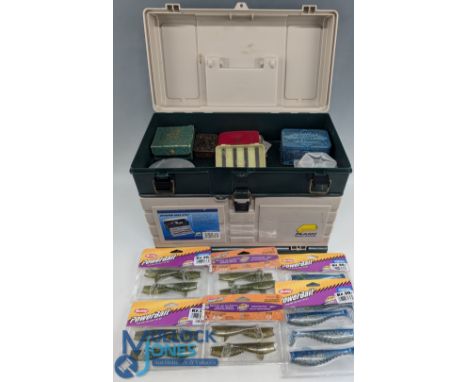 Plano Tackle System Fishing Tackel Box, with Berkley Powerbait soft rubber sea artificial baits, big game fishing tackle, emp