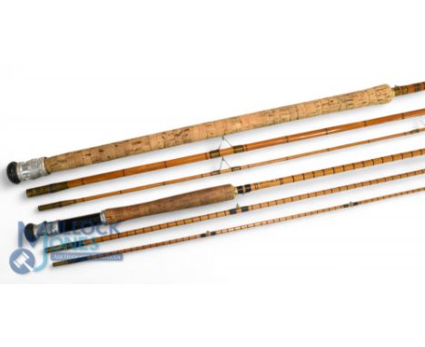 Seagull Special 12' 3 piece split cane float rod, with Milward style speckle whipped high bells guides, bronze ferrules, 23" 