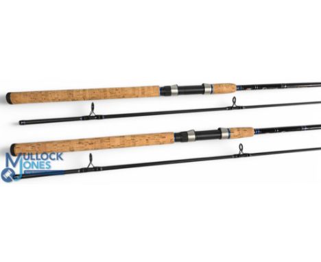 2x Abu Devil carbon spinning rod No 125.2305, 9ft 2pc, CW 40/80g, 21" handle, uplocking reel seat, lined rings throughout. Bo