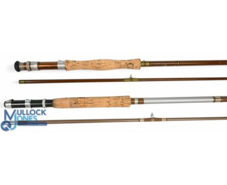 Unnamed hollow glass trout fly rod, 9ft 2pc, line 7#, alloy uplocking reel seat, lined butt/tip rings in Flambeau adjustable 