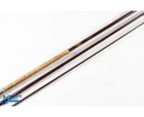 Bruce and Walker hand built in England salmon fly rod 14' 3pc 24" handle with alloy sliding reel fittings, lined butt/tip rin