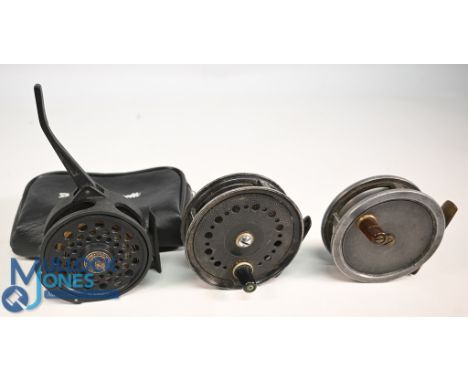 Franco Vivarelli semi-automatic graphite trout fly reel, 3" ventilated spool with push button release, twin roller line guide