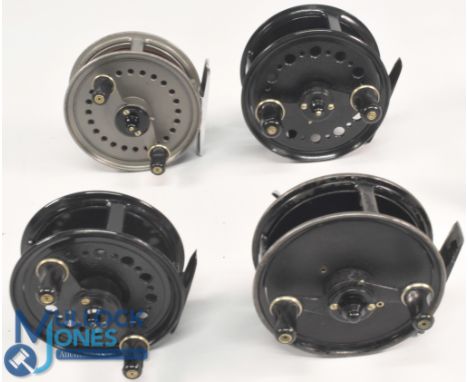 J W Young &amp; Sons Landex alloy reel, 4" ventilated wide spool, twin handles, 2 screw latch, rear regulator (black finish),