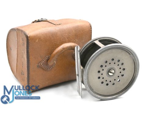 Hardy Perfect 3 ¾" alloy salmon fly reel, white handle, correct smooth alloy foot, rim tension regulator, 1917-21 check, in l