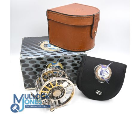 Extremely rare Hardy Zane Titanium saltwater fly reel, No 047, 4 ½" diameter extra wide large arbor reel with rear drag, left