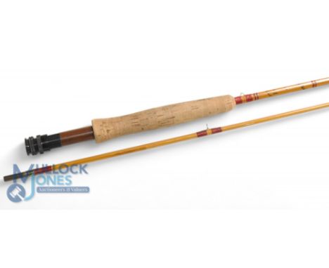 Constable of Bromley, England, The CC lightweight 9' 2 piece split cane trout fly rod, pale cane with red whipped snake guide
