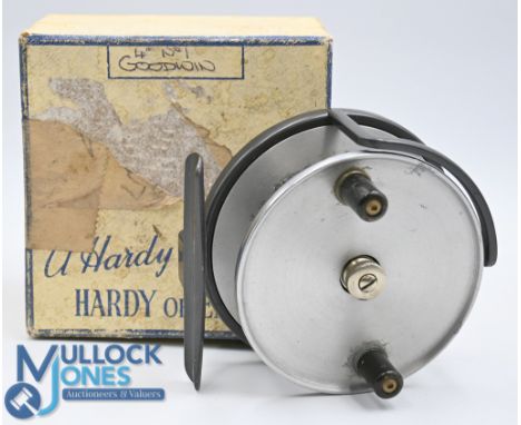 Hardy Bros 4" Goodwin No 1 Sea Fishing/Trotting reel with on/off check, central screw break adjuster, twin black handles, app