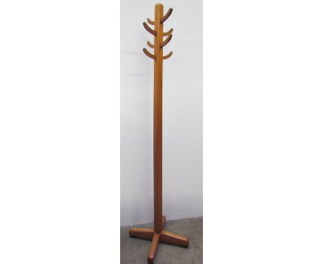 An oak coat and hat stand